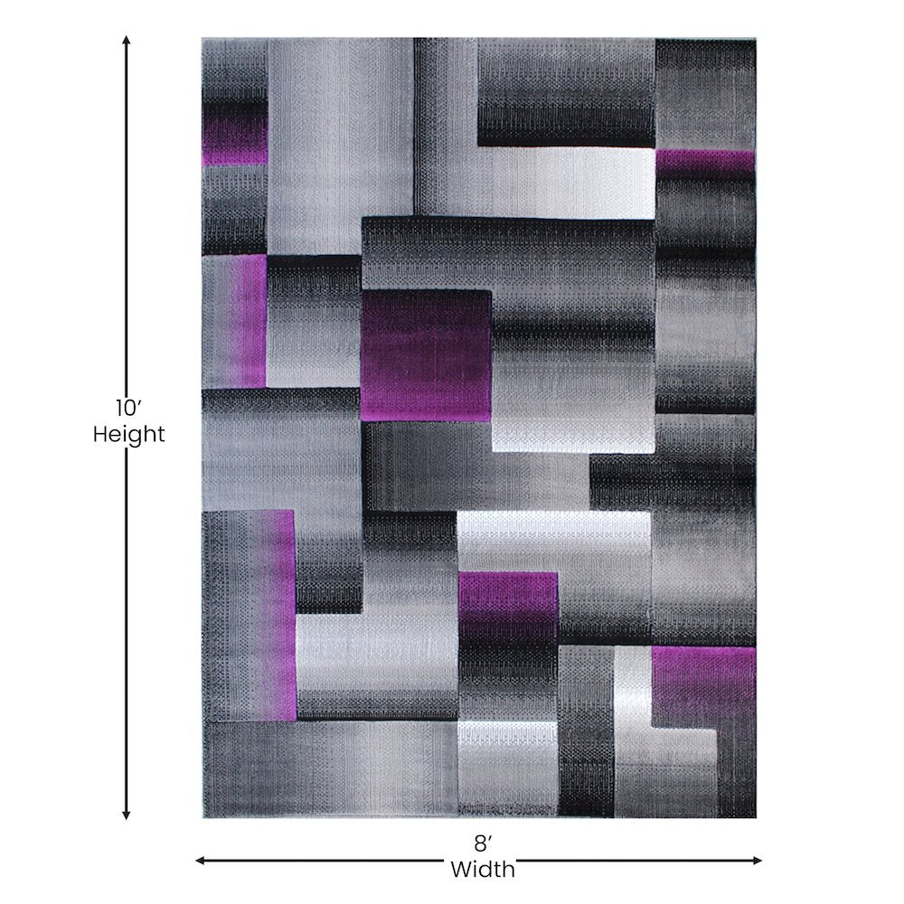 8' x 10' Purple Color Blocked Area Rug - Olefin Rug