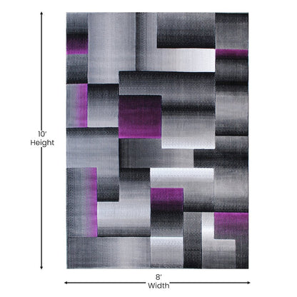 8' x 10' Purple Color Blocked Area Rug - Olefin Rug