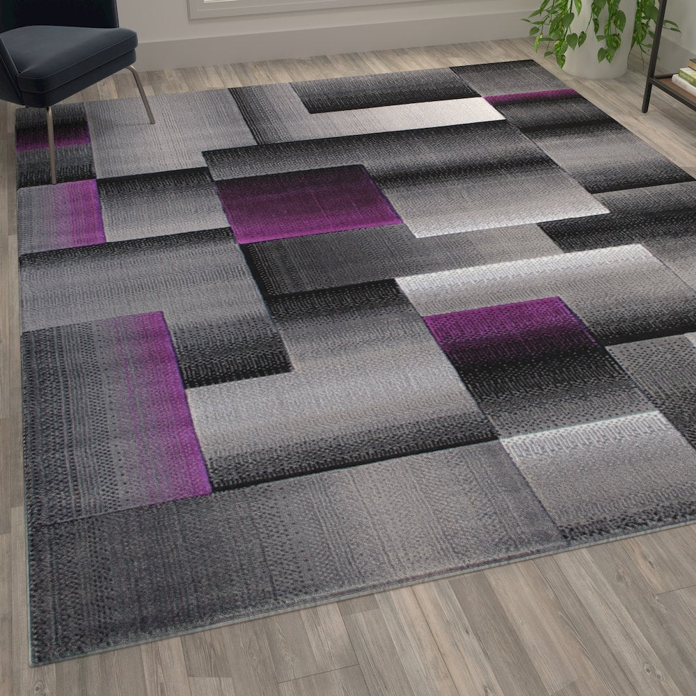 8' x 10' Purple Color Blocked Area Rug - Olefin Rug