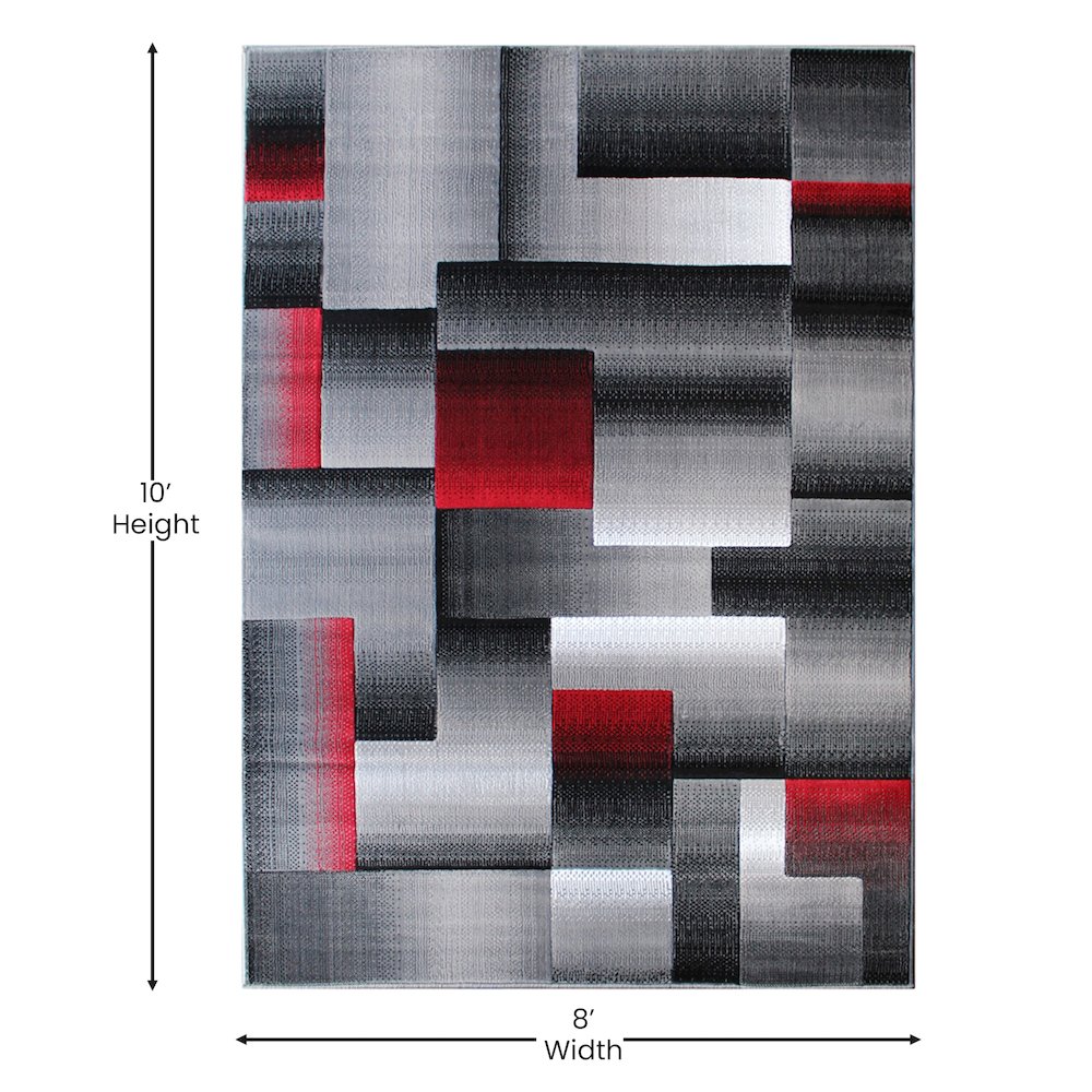 8' x 10' Red Color Blocked Area Rug - Olefin Rug