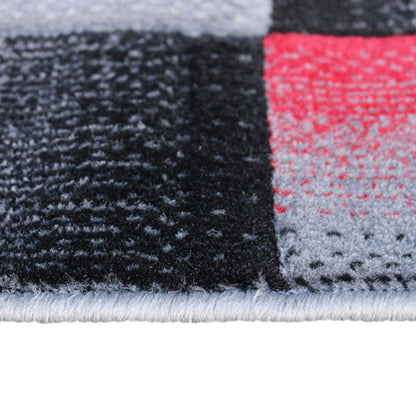 8' x 10' Red Color Blocked Area Rug - Olefin Rug