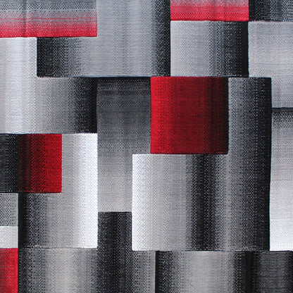 8' x 10' Red Color Blocked Area Rug - Olefin Rug