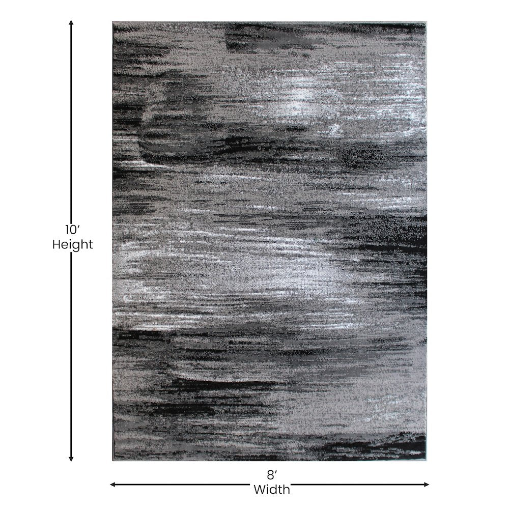 8' x 10' Gray Scraped Design Area Rug - Olefin Rug with Jute Backing