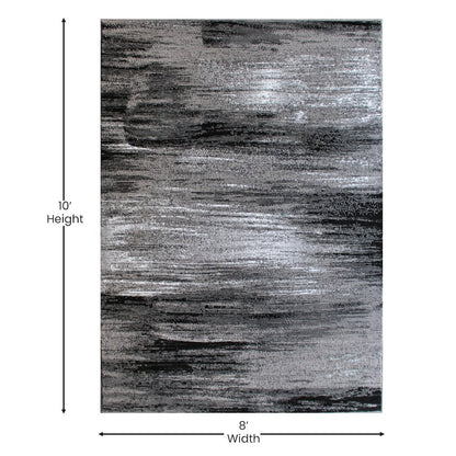 8' x 10' Gray Scraped Design Area Rug - Olefin Rug with Jute Backing