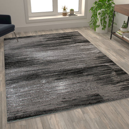 8' x 10' Gray Scraped Design Area Rug - Olefin Rug with Jute Backing
