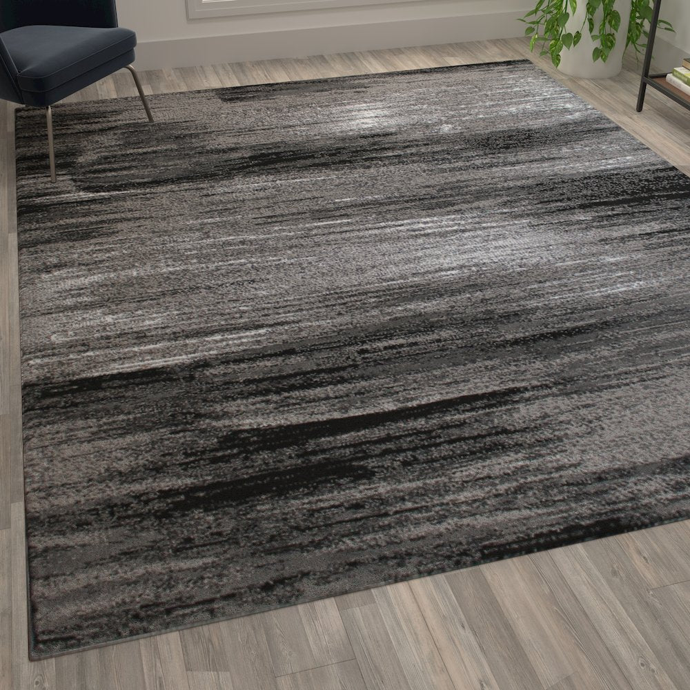 8' x 10' Gray Scraped Design Area Rug - Olefin Rug with Jute Backing
