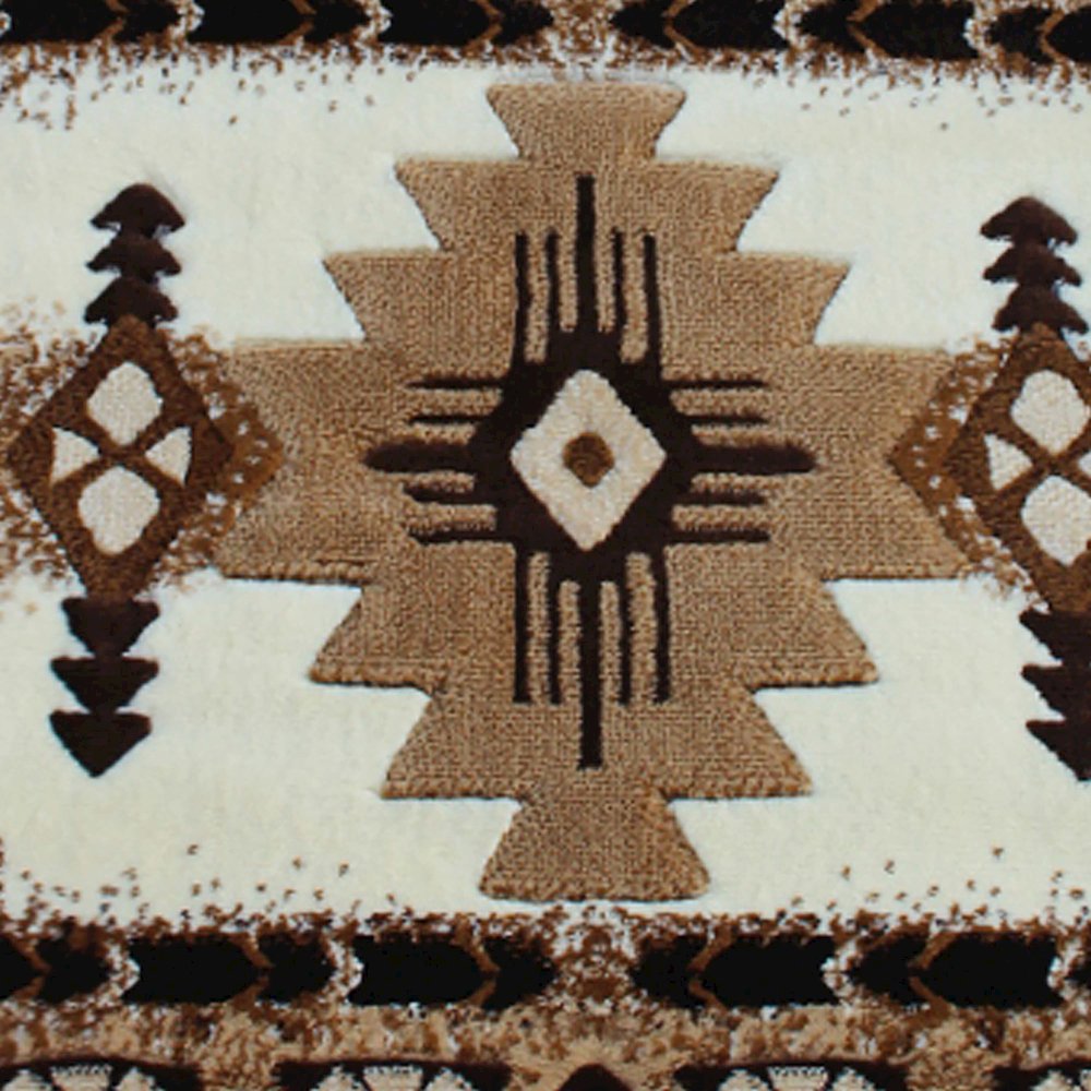 2' x 7' Ivory Traditional Southwestern Area Rug - Olefin Fibers