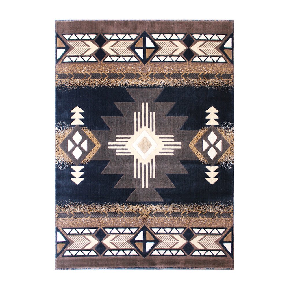 8' x 10' Black Traditional Southwestern Area Rug - Olefin Fibers