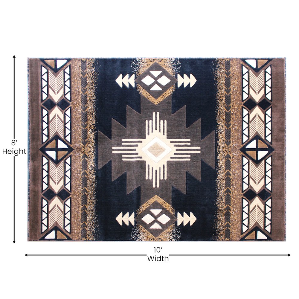 8' x 10' Black Traditional Southwestern Area Rug - Olefin Fibers