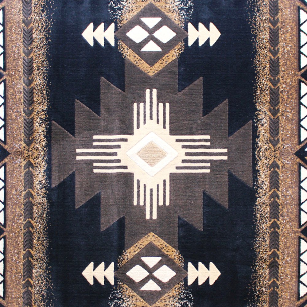 8' x 10' Black Traditional Southwestern Area Rug - Olefin Fibers
