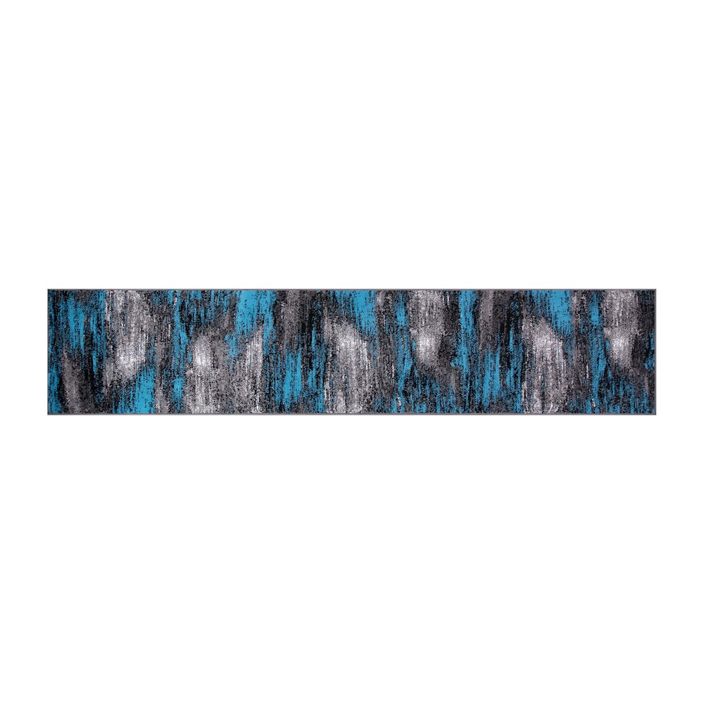 2' x 10' Blue Abstract Area Rug - Olefin Rug