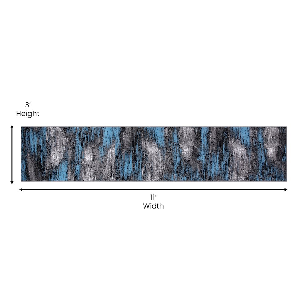 2' x 10' Blue Abstract Area Rug - Olefin Rug