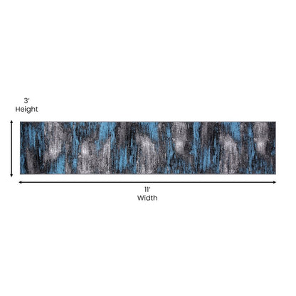 2' x 10' Blue Abstract Area Rug - Olefin Rug