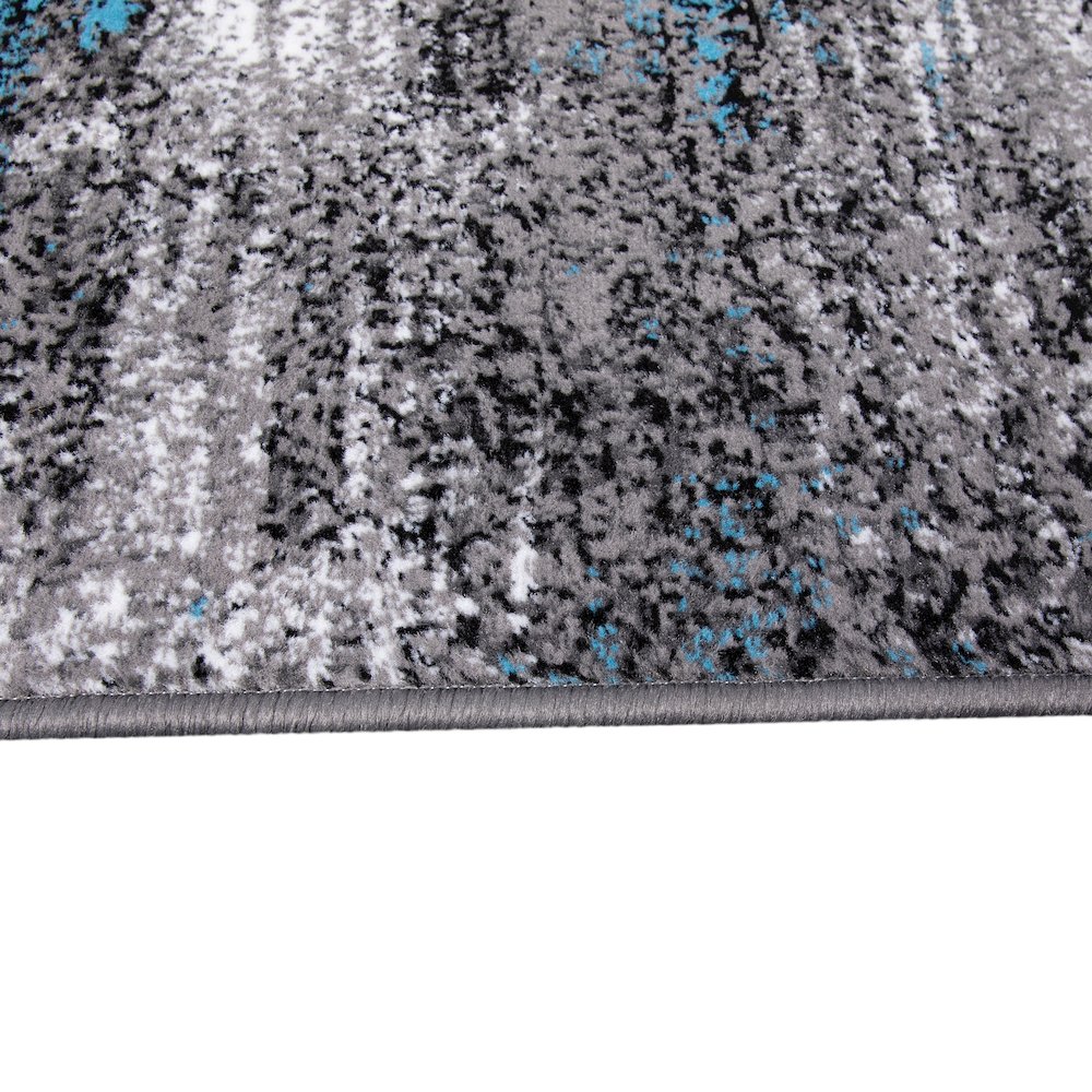 2' x 10' Blue Abstract Area Rug - Olefin Rug