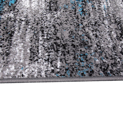 2' x 10' Blue Abstract Area Rug - Olefin Rug