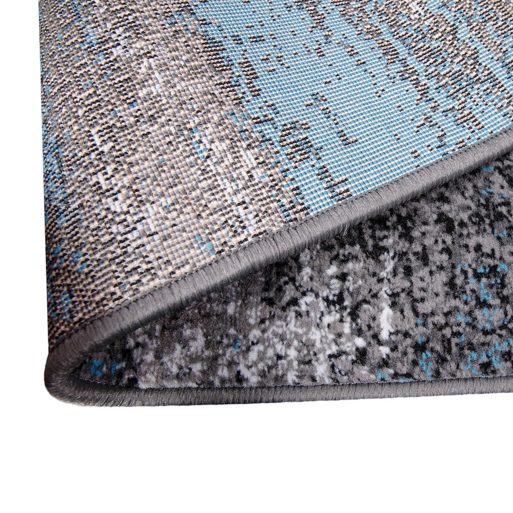 2' x 10' Blue Abstract Area Rug - Olefin Rug