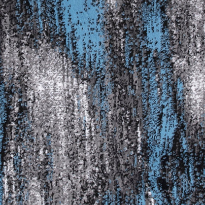 2' x 10' Blue Abstract Area Rug - Olefin Rug