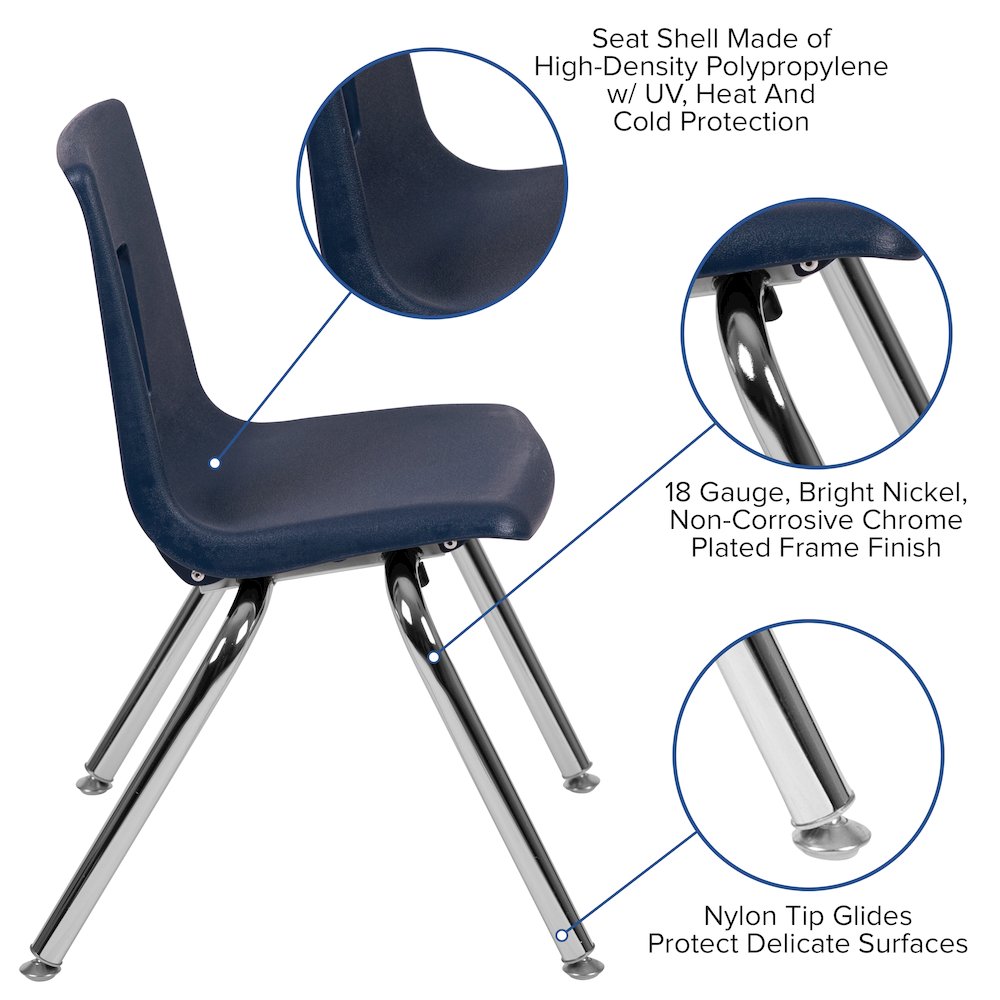 Advantage Navy Student Stack School Chair - 14-inch