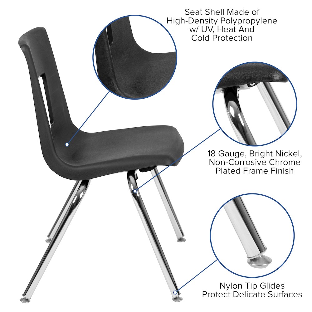 Advantage Black Student Stack School Chair - 18-inch