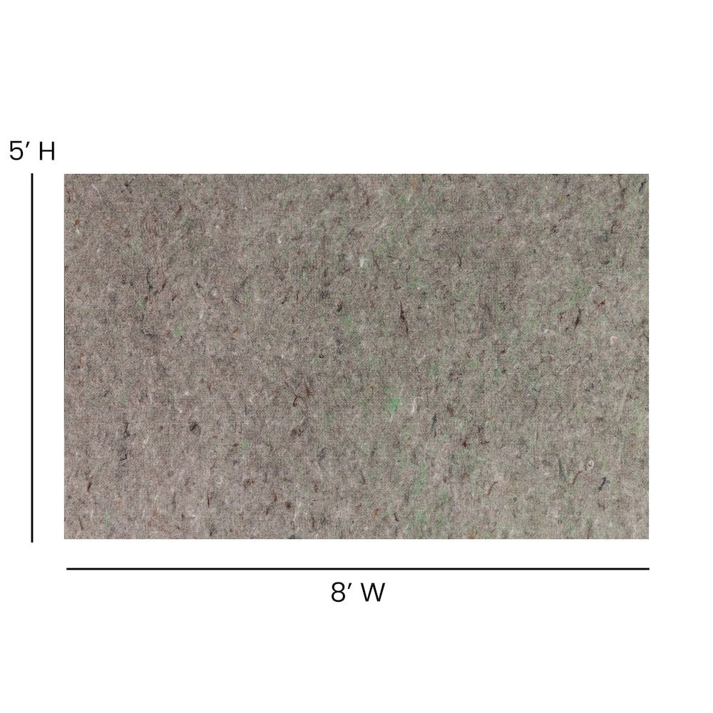 Slide-Stop Cushion Rug Pad, 1/4" Thick, for 5'x8' Area Rug, Gray