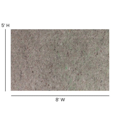 Slide-Stop Cushion Rug Pad, 1/4" Thick, for 5'x8' Area Rug, Gray