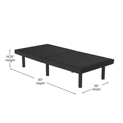 Adjustable Upholstered Bed Base & Independent Head/Foot Incline -Twin XL - Black