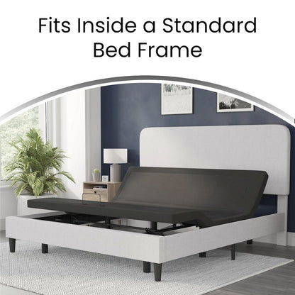 Adjustable Upholstered Bed Base & Independent Head/Foot Incline -Twin XL - Black