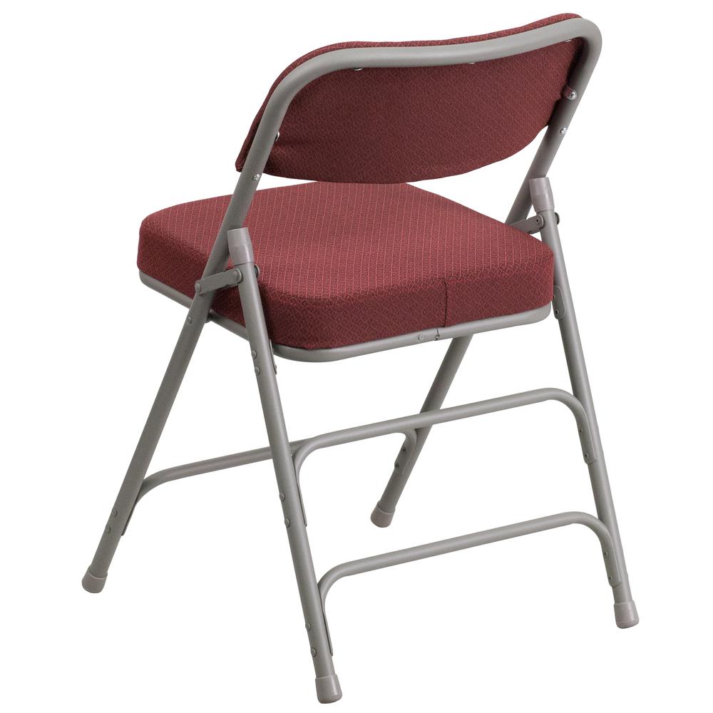 18"W Premium Curved Triple Braced & Double Hinged Burgundy Fabric Metal Folding Chair