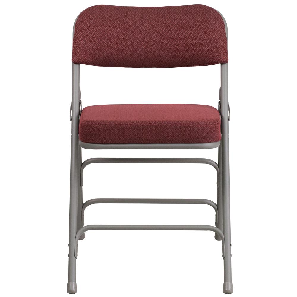 18"W Premium Curved Triple Braced & Double Hinged Burgundy Fabric Metal Folding Chair