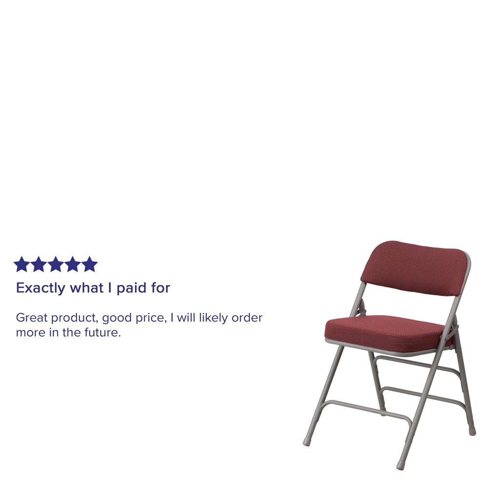 18"W Premium Curved Triple Braced & Double Hinged Burgundy Fabric Metal Folding Chair