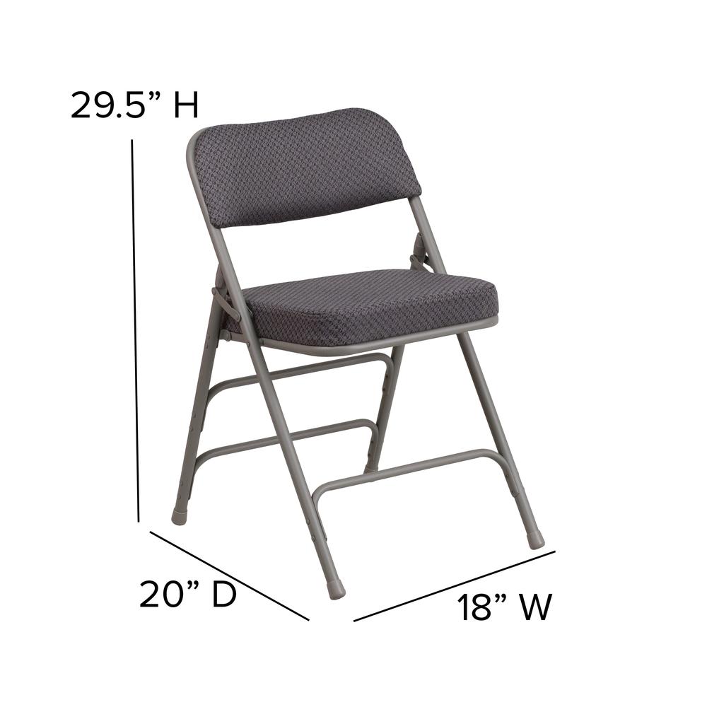 18"W Premium Curved Triple Braced & Double Hinged Gray Fabric Metal Folding Chair