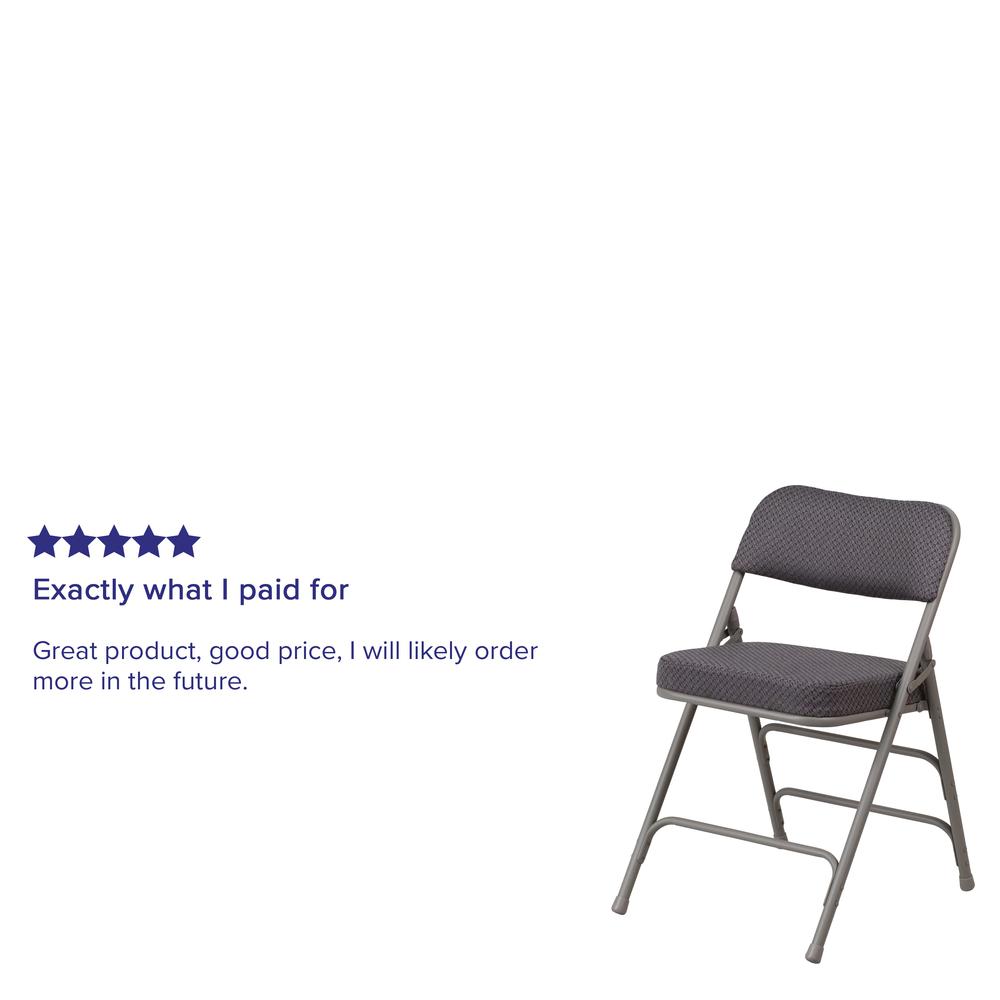 18"W Premium Curved Triple Braced & Double Hinged Gray Fabric Metal Folding Chair