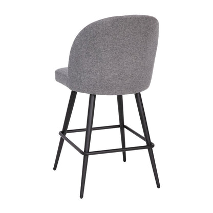 Set of 2 High Back Armless 26" Counter Stools Gray Faux Linen-Set of 2