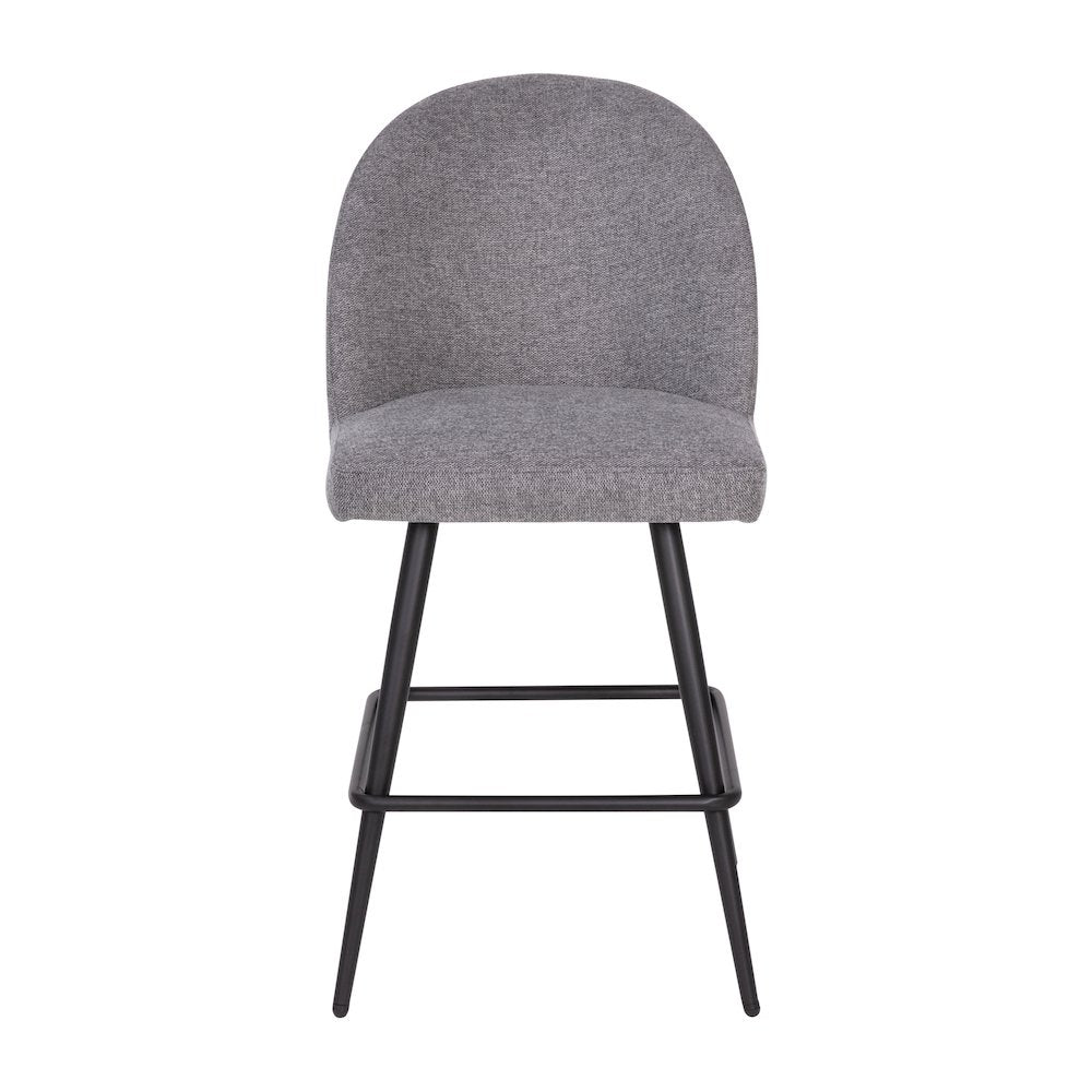 Set of 2 High Back Armless 26" Counter Stools Gray Faux Linen-Set of 2