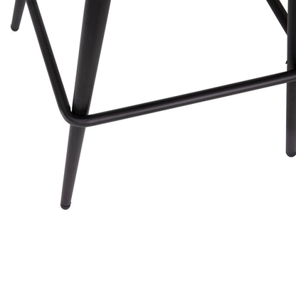 Set of 2 High Back Armless 26" Counter Stools Gray Faux Linen-Set of 2