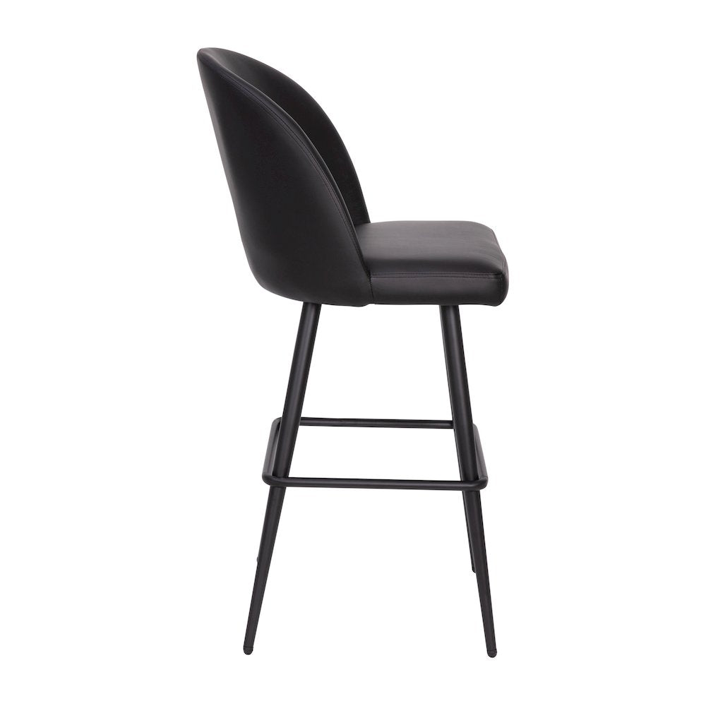 30" High Back Armless Barstools, Black LeatherSoft-Set of 2