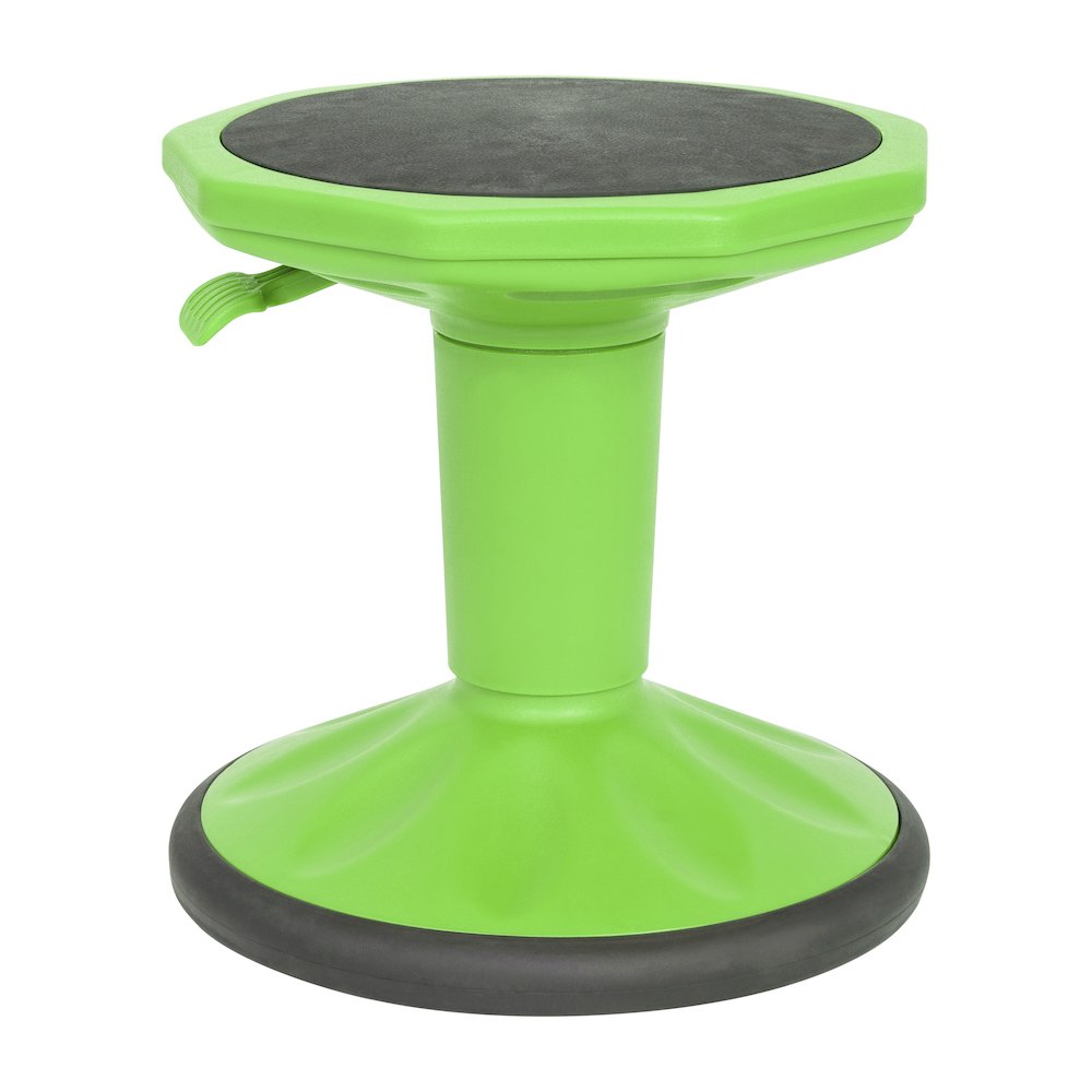 Adjustable Height Kids Active Stool with Bottom in Green, 14" - 18" Seat Height
