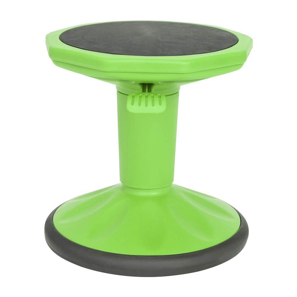 Adjustable Height Kids Active Stool with Bottom in Green, 14" - 18" Seat Height