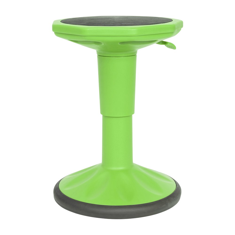 Adjustable Height Kids Active Stool with Bottom in Green, 14" - 18" Seat Height