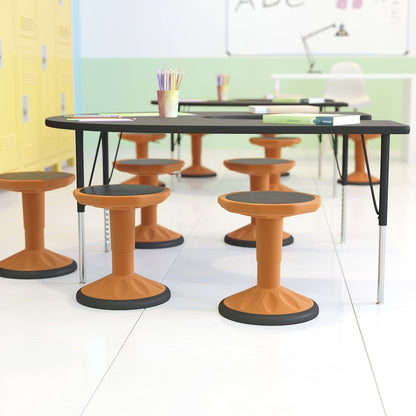 Adjustable Height Kids Active Stool with Bottom in Orange, 14" - 18" Seat Height