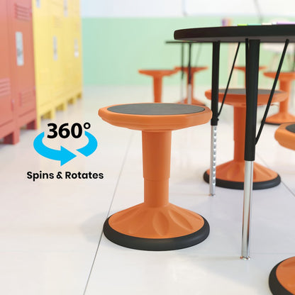 Adjustable Height Kids Active Stool with Bottom in Orange, 14" - 18" Seat Height
