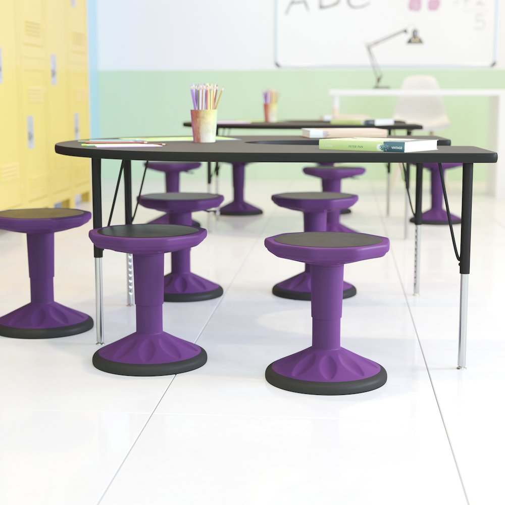 Adjustable Height Kids Active Stool with Bottom in Purple, 14" - 18" Seat Height