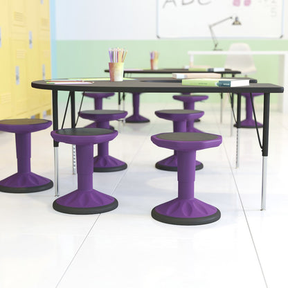 Adjustable Height Kids Active Stool with Bottom in Purple, 14" - 18" Seat Height