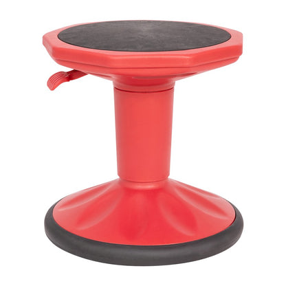 Adjustable Height Kids Active Stool with Bottom in Red, 14" - 18" Seat Height