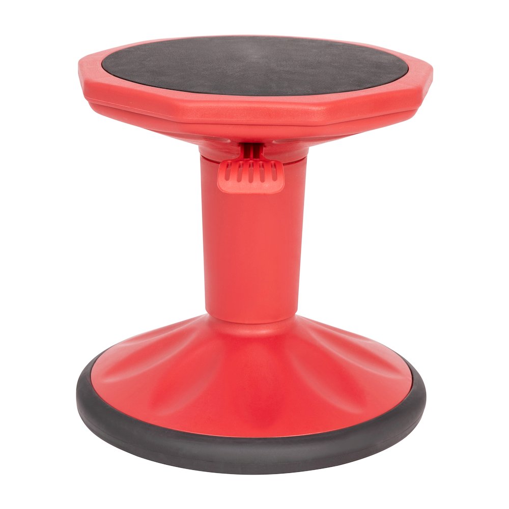 Adjustable Height Kids Active Stool with Bottom in Red, 14" - 18" Seat Height