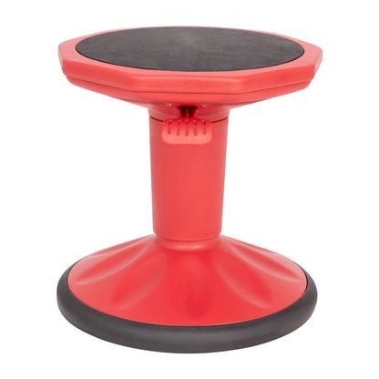 Adjustable Height Kids Active Stool with Bottom in Red, 14" - 18" Seat Height