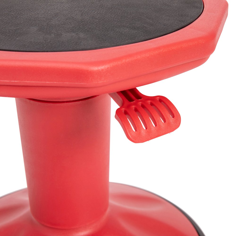 Adjustable Height Kids Active Stool with Bottom in Red, 14" - 18" Seat Height