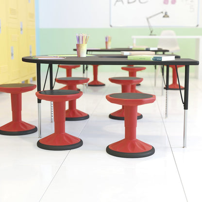 Adjustable Height Kids Active Stool with Bottom in Red, 14" - 18" Seat Height