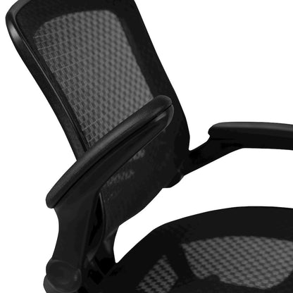 Mid-Back Transparent Black Mesh Drafting Chair with Black Frame and Flip-Up Arms