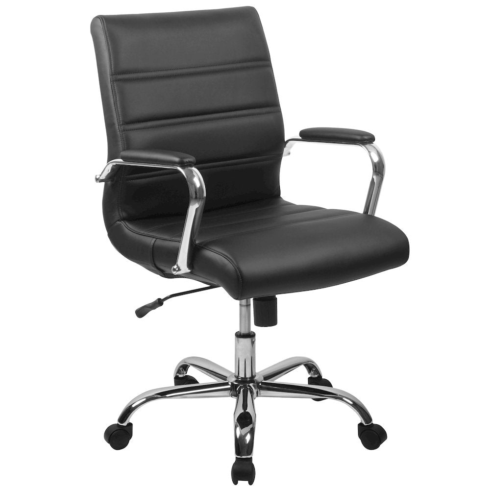 5 Piece Mahogany Conference Table Set with 4 Black and Chrome Executive Chairs